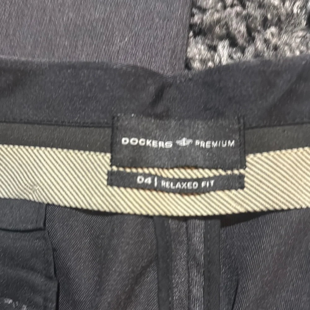 Dark Gray Men’s Relaxed Fit Flat Front Dress Pants with Belt Loops by Dockers - Picture 2 of 10